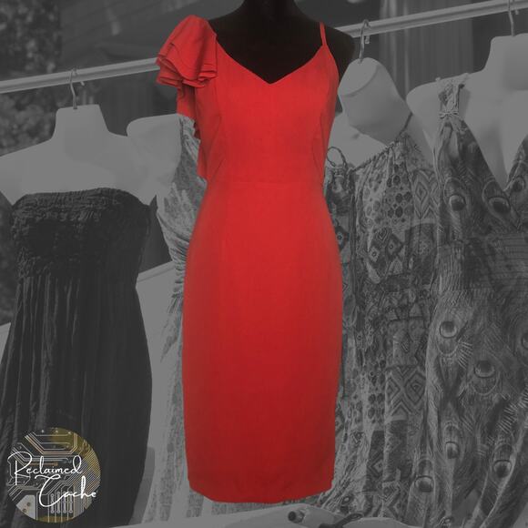 DO+BE Red Ruffle Sleeve Midi Dress - Size Small - Picture 1 of 13